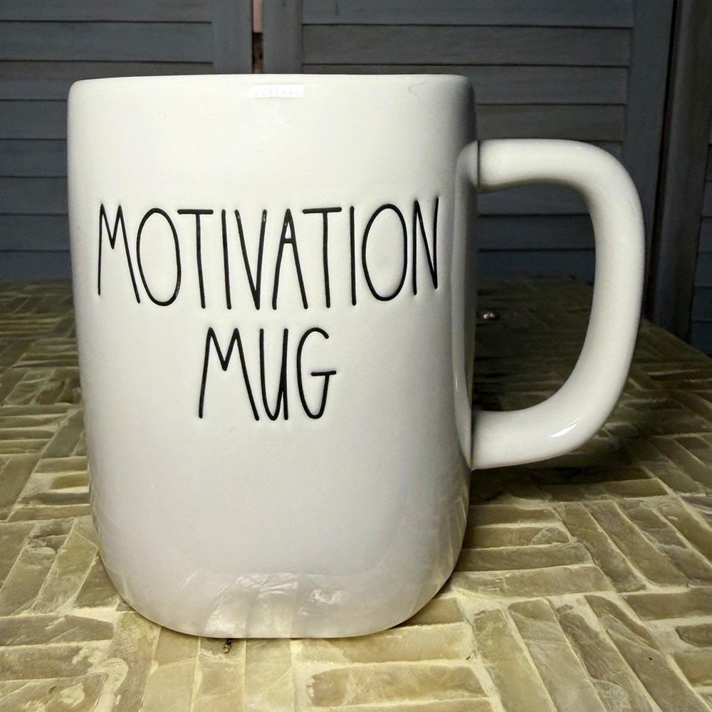 Rae Dunn Artisan Collection MOTIVATION MUG16 oz White Ceramic Mug Microwave Safe